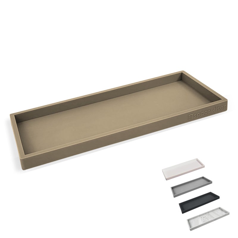 Spacewiser Countertop and Vanity Tray - 11.7"" Shatterproof Bathroom Tray, Flexible Silicone Soap Tray for Kitchen, Toilet Tank Tray, Bathroom Trays for Counter, Perfume Candle Key Valet Tray - Image 1
